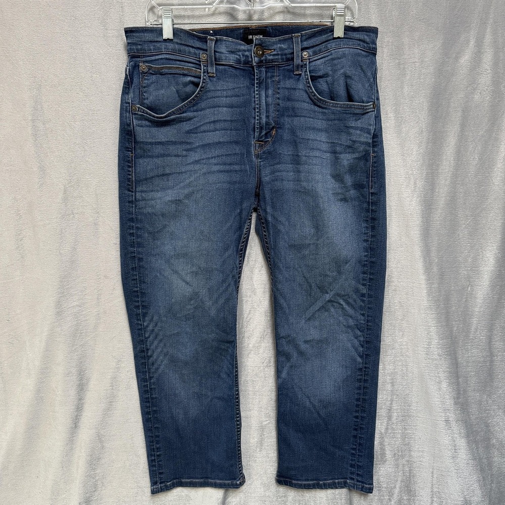 Hudson Byron Straight Jeans Mens 34 Blue Denim Stretch Medium Wash‎ Casual Pants